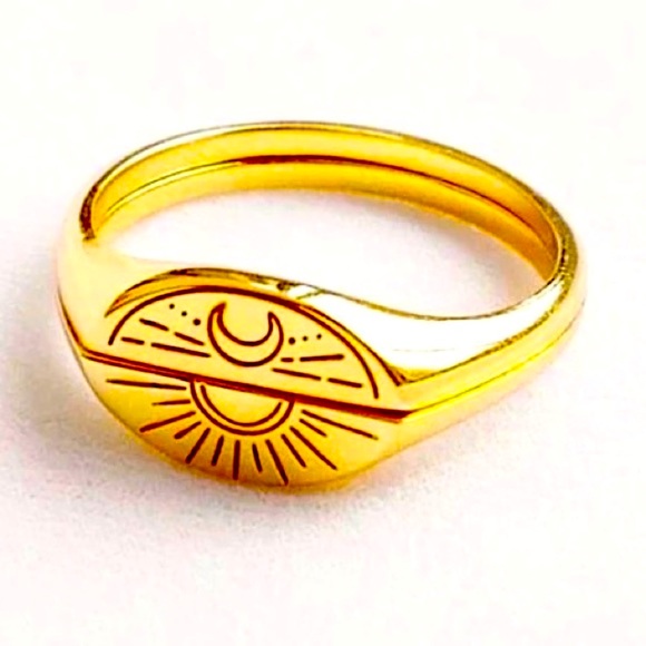 🍒3/$30 New Sun & Moon Signet Rings - Picture 2 of 4